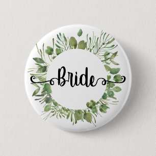 Badge Rond 5 Cm Courbe d'aquarelle botanique feuille Calligraphie