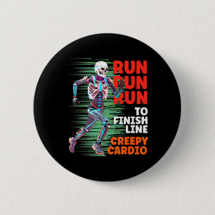 Badge Rond 5 Cm Coureur de squelette d'Halloween Cardio effrayant 