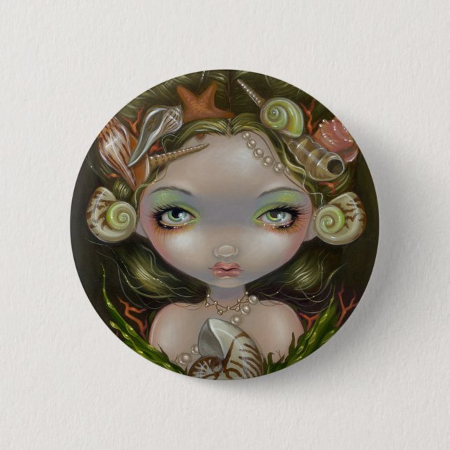 Badge Rond 5 Cm "Couronne bouton de coquilles" (Devant)