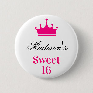Badge Rond 5 Cm Couronne de princesse rose chaud blanc féminin Swe