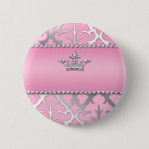 Badge Rond 5 Cm Couronne des cadeaux de diamant de damassé de