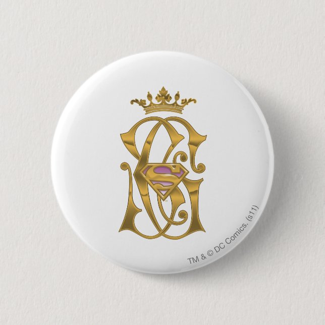 Badge Rond 5 Cm Couronne d'or Supergirl (Devant)