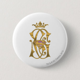 Badge Rond 5 Cm Couronne d'or Supergirl
