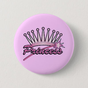 Badge Rond 5 Cm Couronne rose princesse