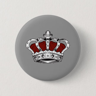 Badge Rond 5 Cm Couronne Royale Rouge Classique Gris