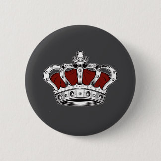 Badge Rond 5 Cm Couronne Royale Rouge Gris Foncé