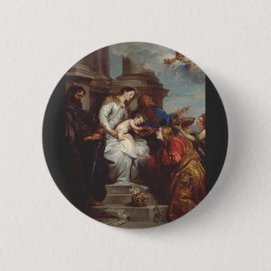 Badge Rond 5 Cm Couronnement de sainte Rosalie par Antoine van Dyc