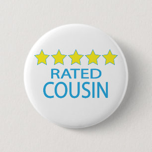 Badge Rond 5 Cm Cousin cinq étoiles