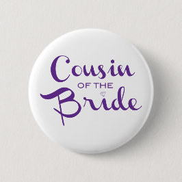 Badge Rond 5 Cm Cousin de mariée violet sur blanc
