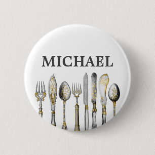 Badge Rond 5 Cm Couverts d'affaires de restauration de chefs
