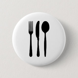 Badge Rond 5 Cm Couverts - fourchette - couteau - cuillère