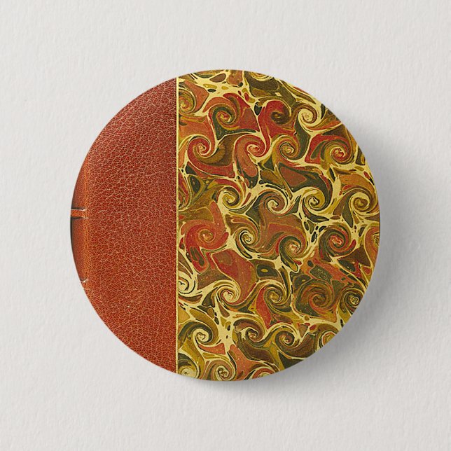 Badge Rond 5 Cm Couverture de livre antique, motif en spirale orné (Devant)