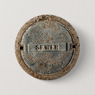 Badge Rond 5 Cm Couverture de trou d'homme d'égout