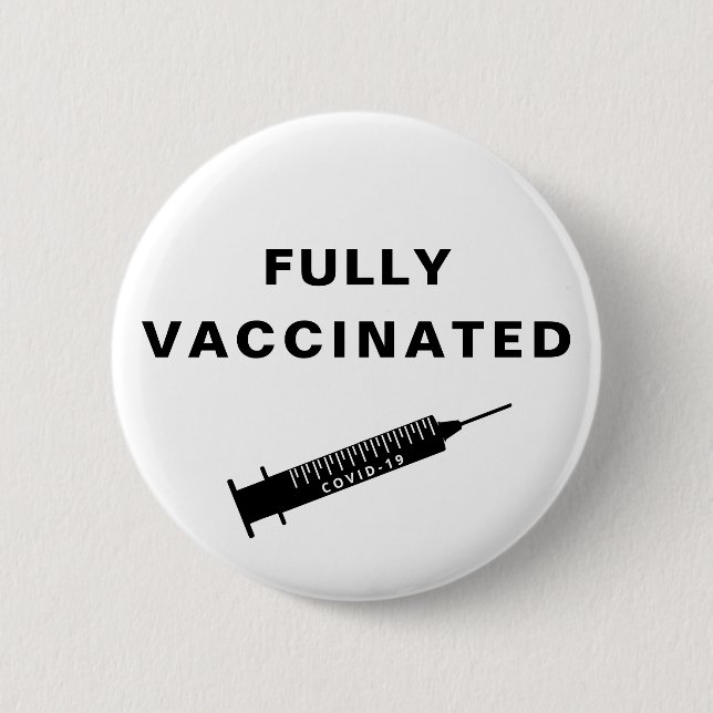 Badge Rond 5 Cm Covid-19 entièrement vacciné (Devant)