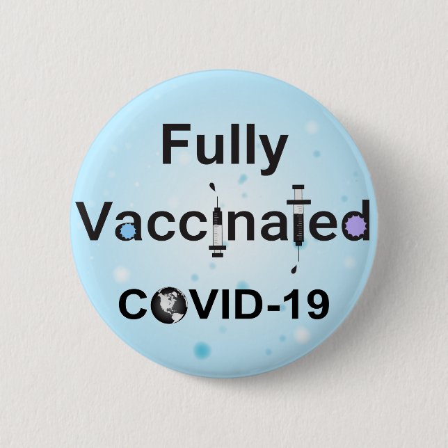 Badge Rond 5 Cm COVID-19 entièrement vacciné (Devant)