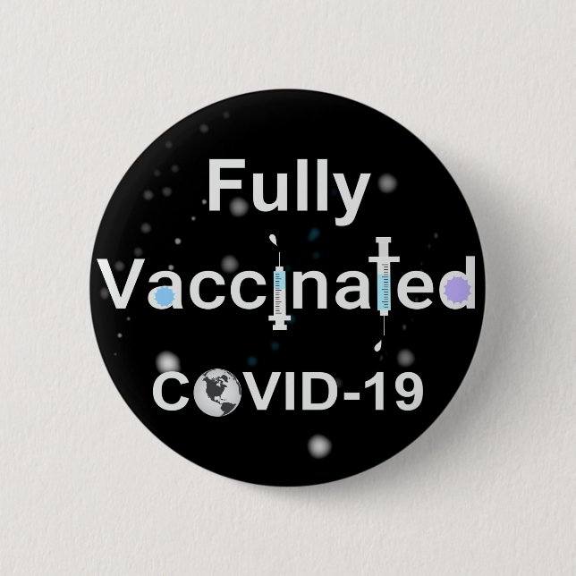 Badge Rond 5 Cm COVID-19 entièrement vacciné (Devant)