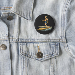 Badge Rond 5 Cm Cow-boy surfeur