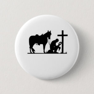 Badge Rond 5 Cm Cowboy à genoux