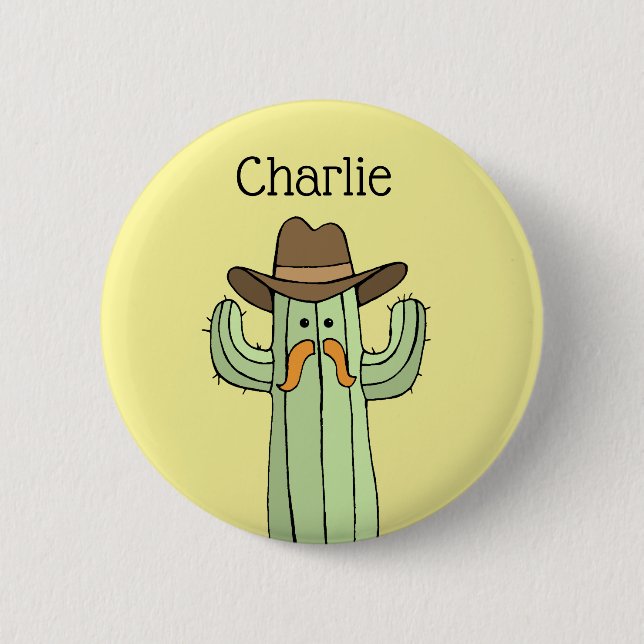 Badge Rond 5 Cm Cowboy Cactus Personnalisé (Devant)
