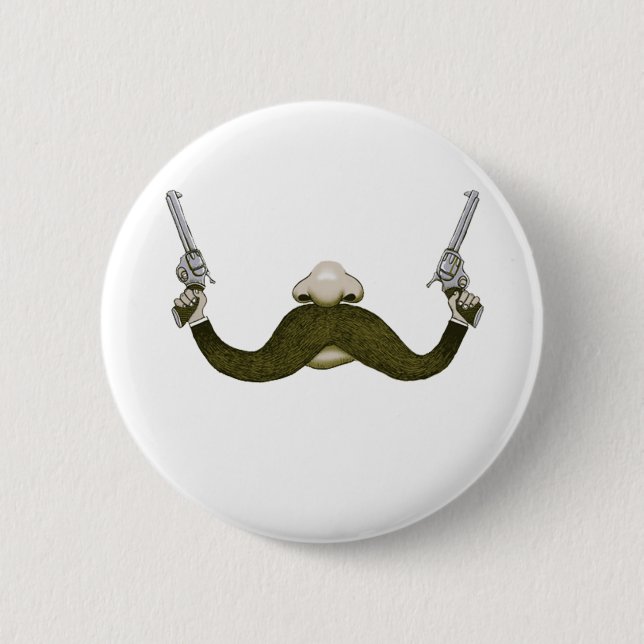 Badge Rond 5 Cm Cowboy de moustache (Devant)