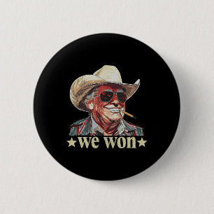 Badge Rond 5 Cm Cowboy Trump Occidental Nous avons gagné Drapeau A