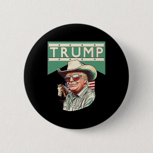 Badge Rond 5 Cm Cowboy Trump Trump est mon président