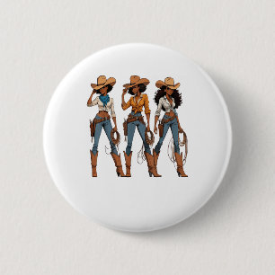 Badge Rond 5 Cm Cowgirl Western Pays Texas Rodeo Black Africain