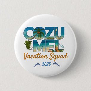 Badge Rond 5 Cm Cozumel Vacation 2025 Tropical Getaway Adventure