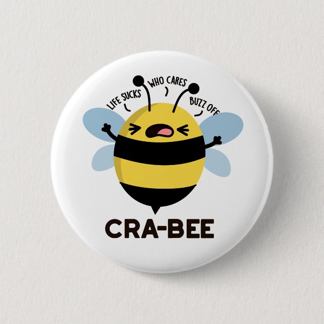 Badge Rond 5 Cm Cra-bee Funny Crabby Bee Pun (Devant)