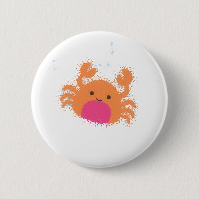 Badge Rond 5 Cm Crabe caricaturale orange (Devant)