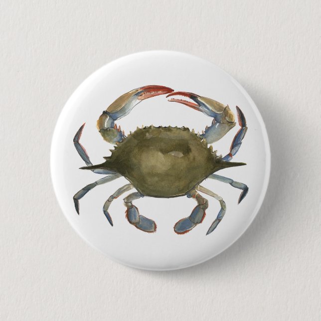 Badge Rond 5 Cm Crabe d'aquarelle - gris (Devant)