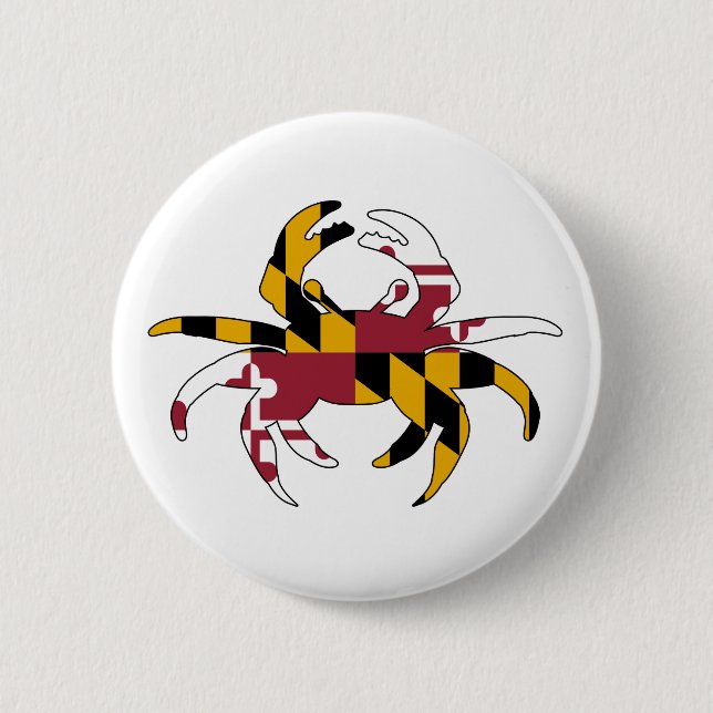 Badge Rond 5 Cm Crabe de drapeau du Maryland (Devant)