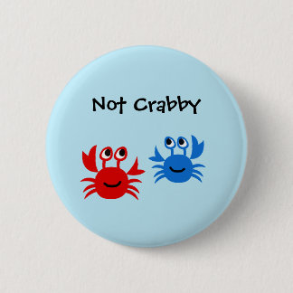 Badge Rond 5 Cm Crabs Rouges et Bleus Pas Grincheux Humour Marin D