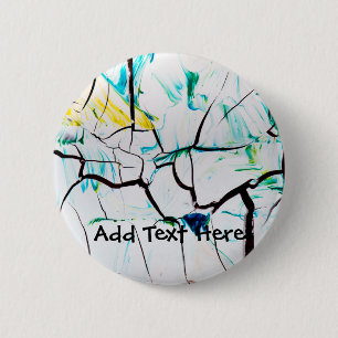 Badge Rond 5 Cm Cracks Abstraits en bleu jaune vert