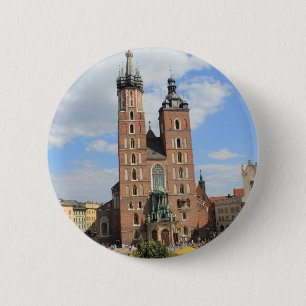 Badge Rond 5 Cm Cracovie, église de Mariacki, l'église de St Mar
