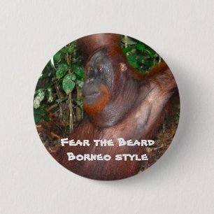 Badge Rond 5 Cm Craignez la barbe (le style de forêt tropicale)
