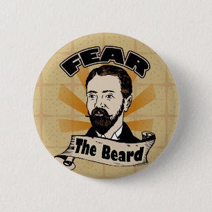 Badge Rond 5 Cm Craignez la barbe, moustache drôle