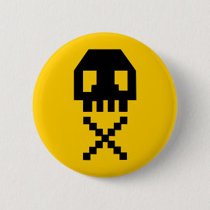 Badge Rond 5 Cm crâne à 8 bits de pixel
