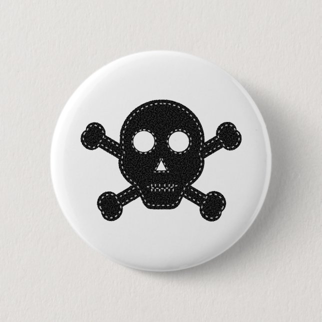 Badge Rond 5 Cm Crâne à flancs noirs (Devant)