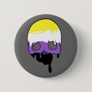 Badge Rond 5 Cm Crâne à goutte non binaire