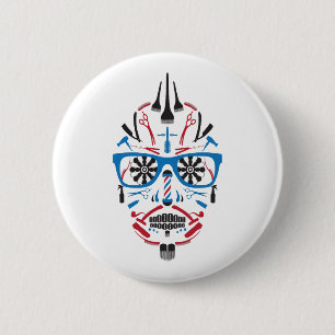 Badge Rond 5 Cm crâne à sucre de barbier