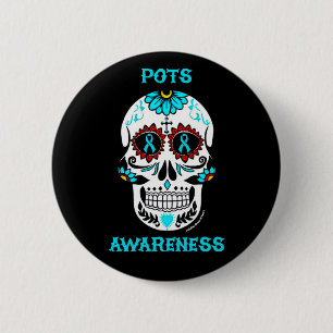 Badge Rond 5 Cm Crâne à sucre/sensibilisation...POTS