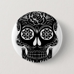Badge Rond 5 Cm Crâne Abstrait