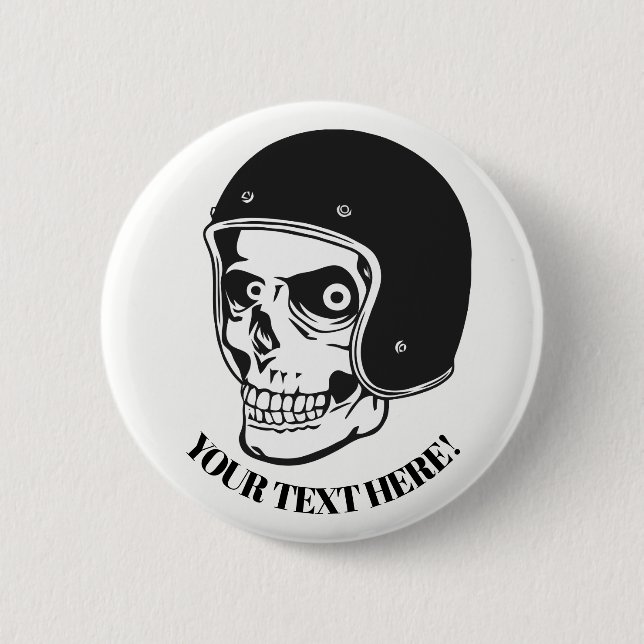 Badge Rond 5 Cm Crâne avec casque (Devant)