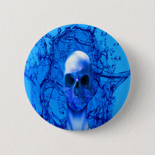 Badge Rond 5 Cm crâne bleu Alien
