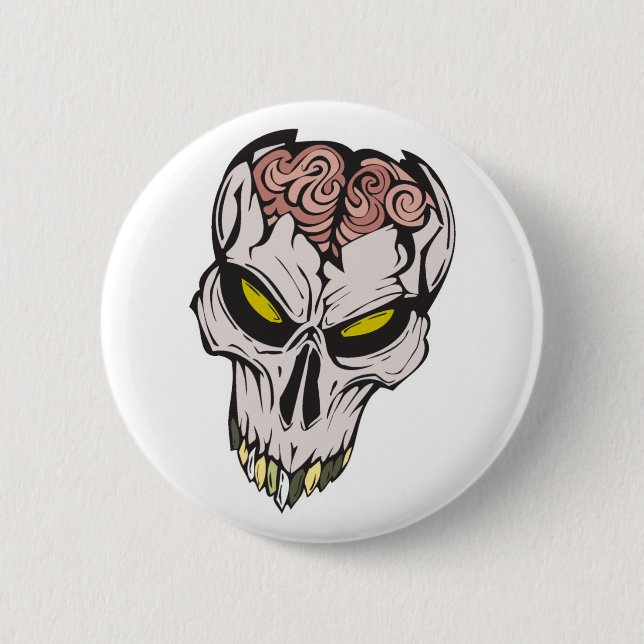 Badge Rond 5 Cm crâne cérébral fissuré (Devant)