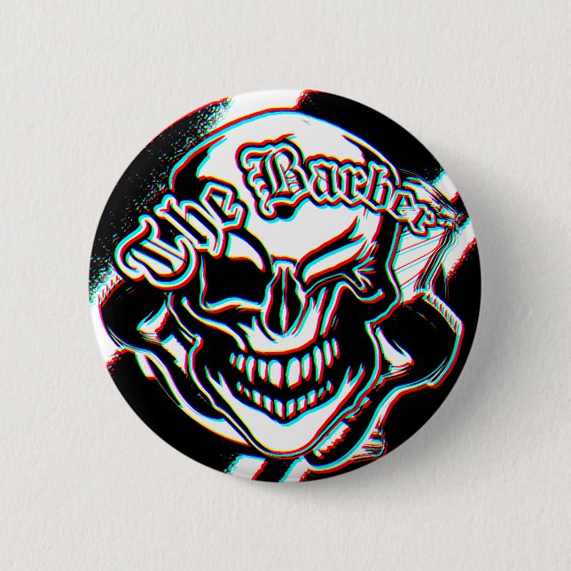 Badge Rond 5 Cm Crâne clignotant fait sur commande de salon de (Devant)