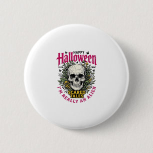 Badge Rond 5 Cm Crâne d'alien Halloween vintage graphique pour T-s
