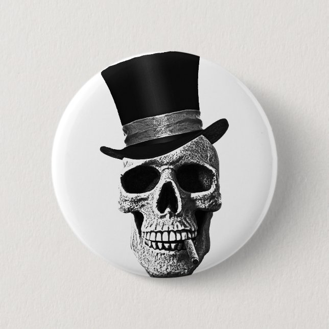 Badge Rond 5 Cm Crâne de casquette supérieur (Devant)