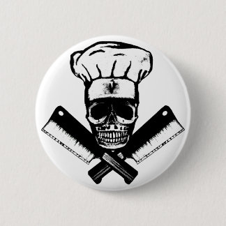 Badge Rond 5 Cm Crâne de chef (B&W)